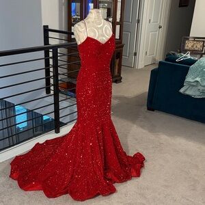 Stunning Scarlet Sequin Evening Dress